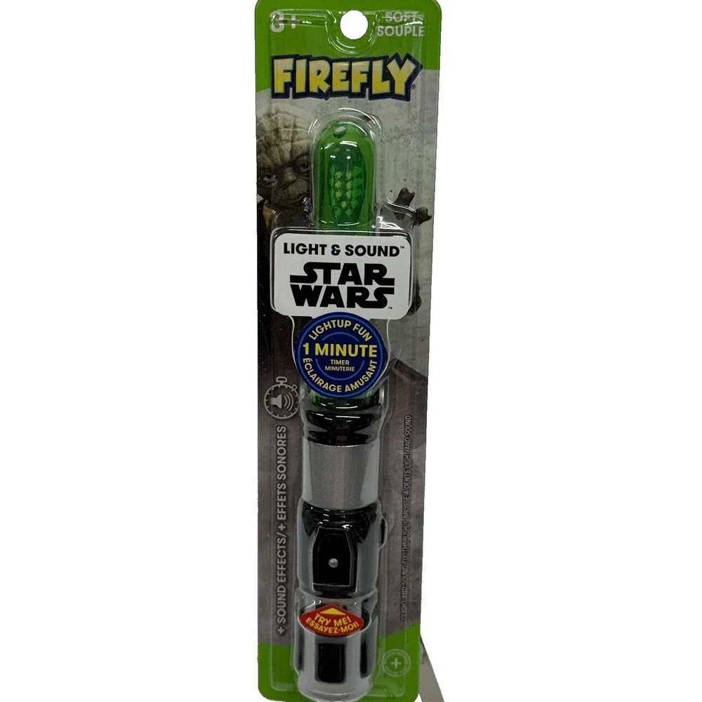 Firefly Kids Soft Toothbrush, Star Wars Lightsaber, Green Yoda Light & Sounds